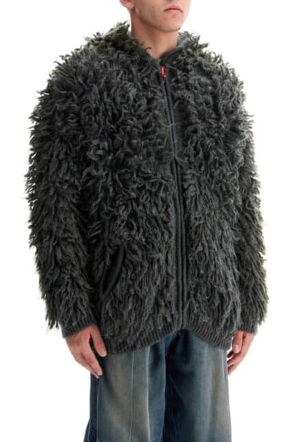 DIESEL Shaggy Knit Cardigan With Hood