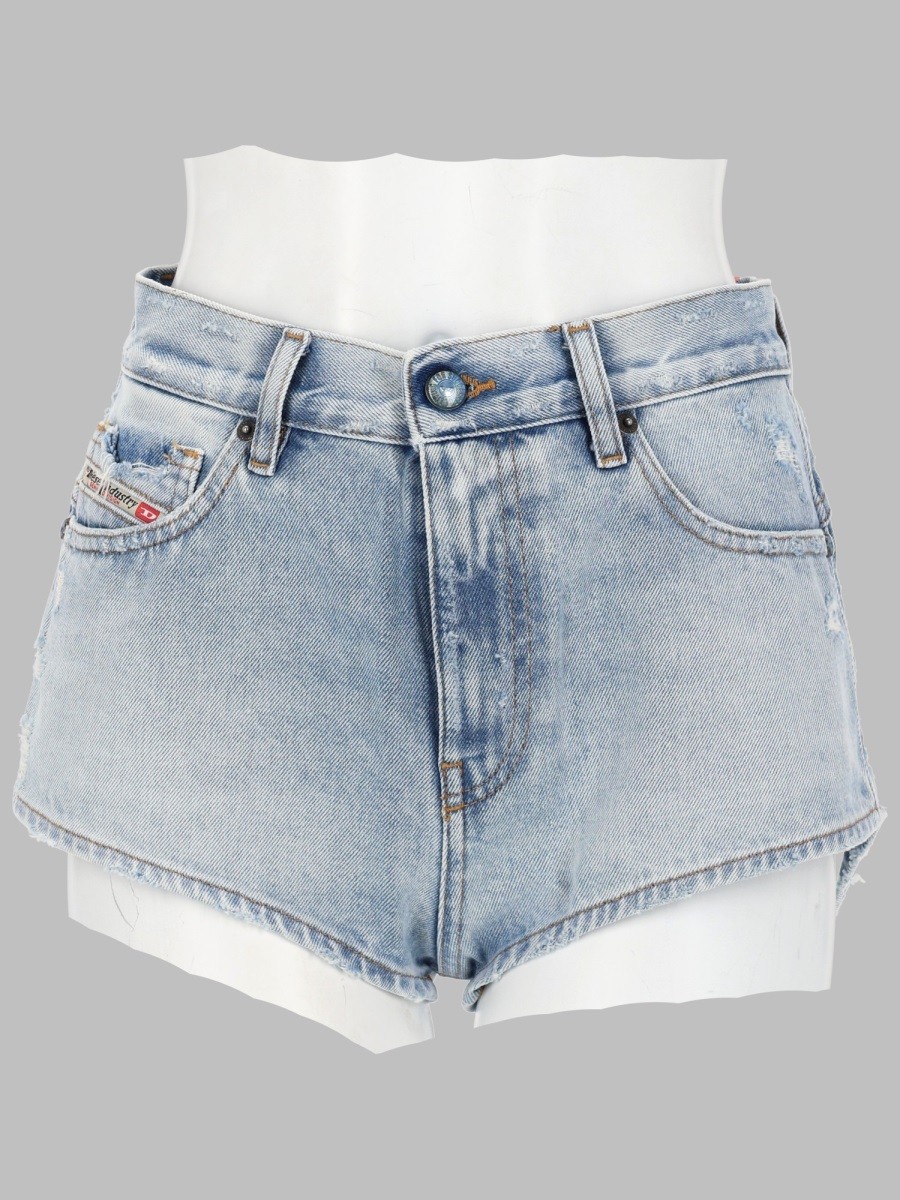 Diesel SHORTS IN DENIM CON ORLI SFRANGIATI