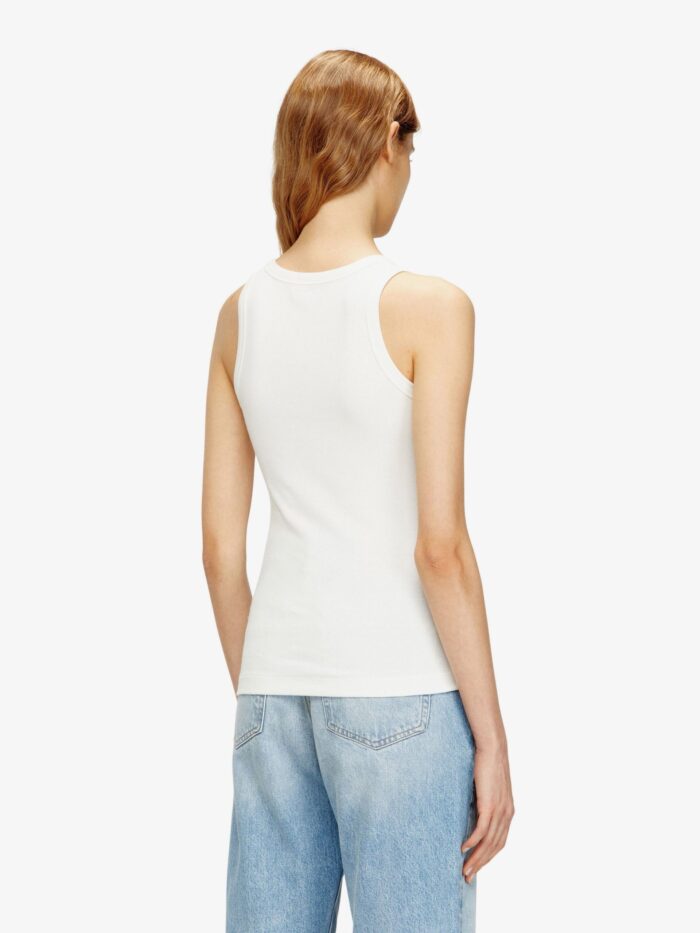 Diesel Slim Fit Ribbed Tank Top With Metal Oval D