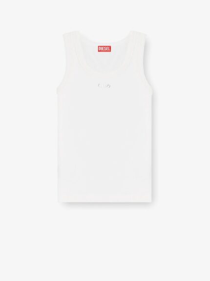 Diesel Slim Fit Ribbed Tank Top With Metal Oval D