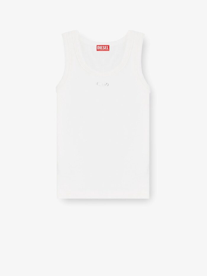 Diesel Slim Fit Ribbed Tank Top With Metal Oval D