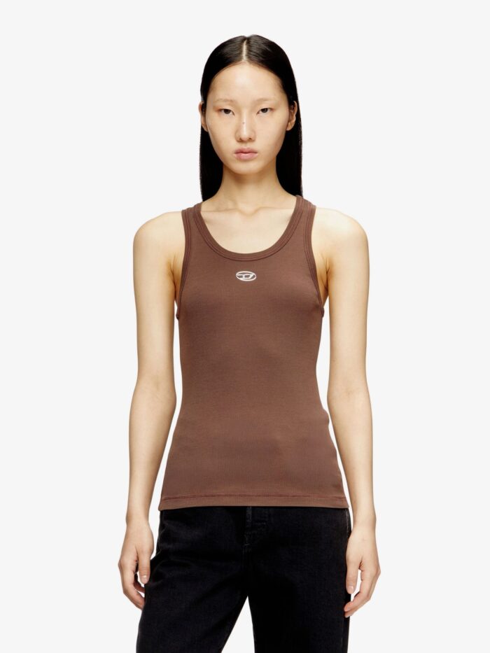 Diesel Slim-fit Ribbed Tank Top With Metal Oval D Logo
