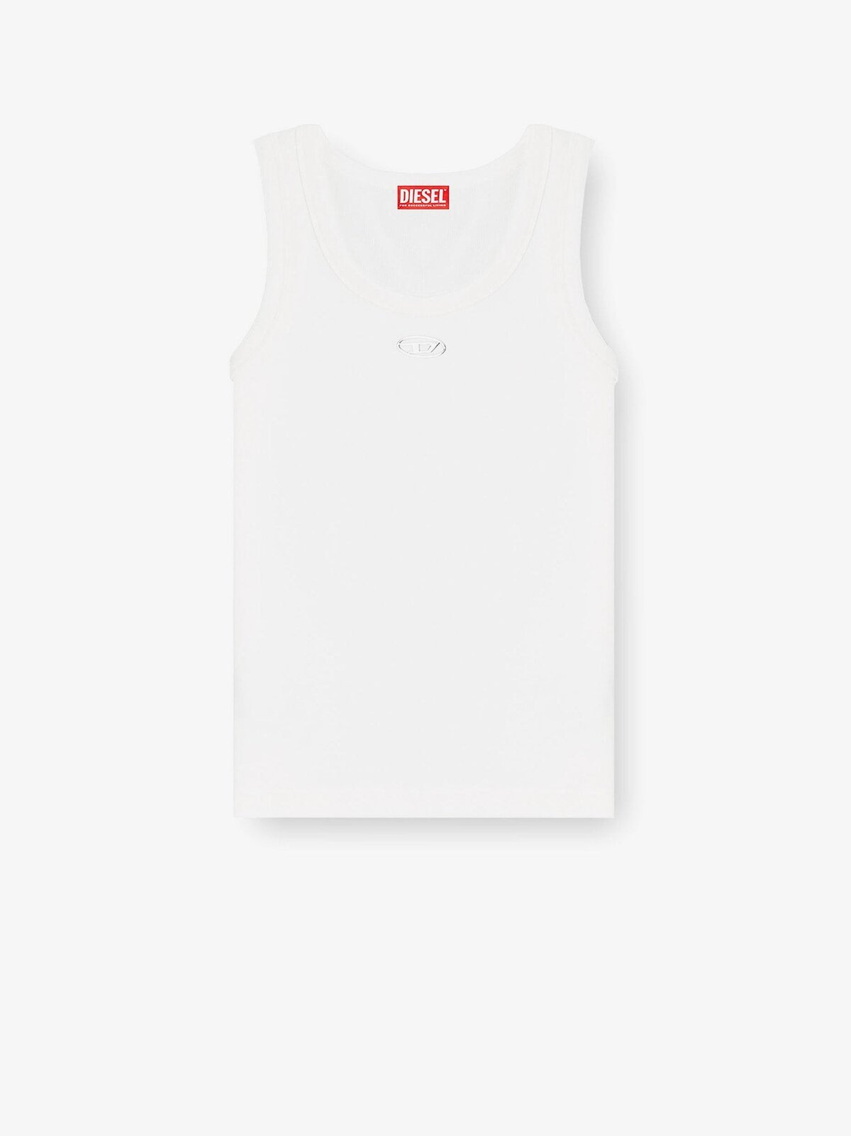 Diesel Slim Fit Ribbed Tank Top With Metal Oval D