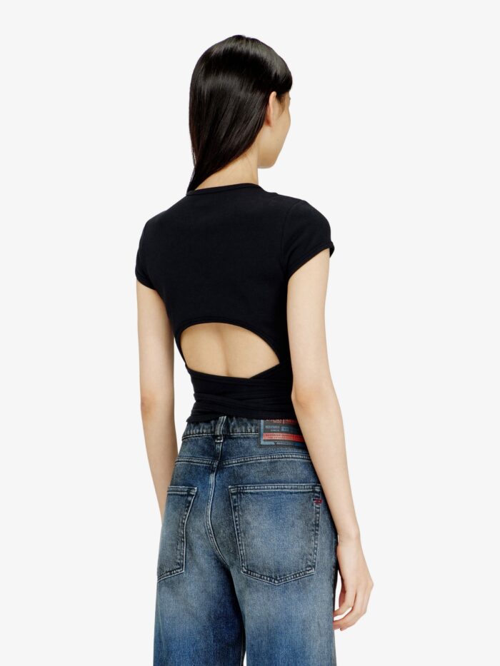 Diesel T-BUNNY-TAIL-S1 Cotton T-shirt With Tie Bands