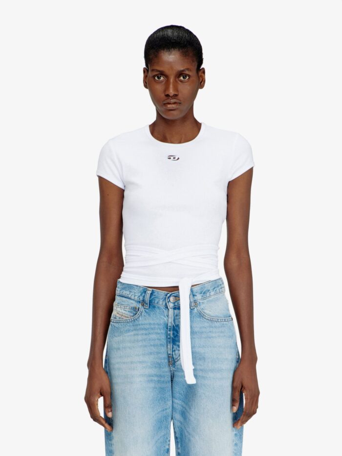 Diesel T-BUNNY-TAIL- S1 Cotton T-shirt With Tie Bands