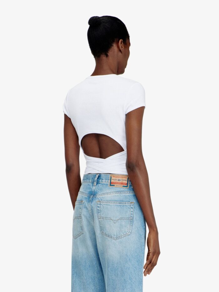 Diesel T-BUNNY-TAIL- S1 Cotton T-shirt With Tie Bands