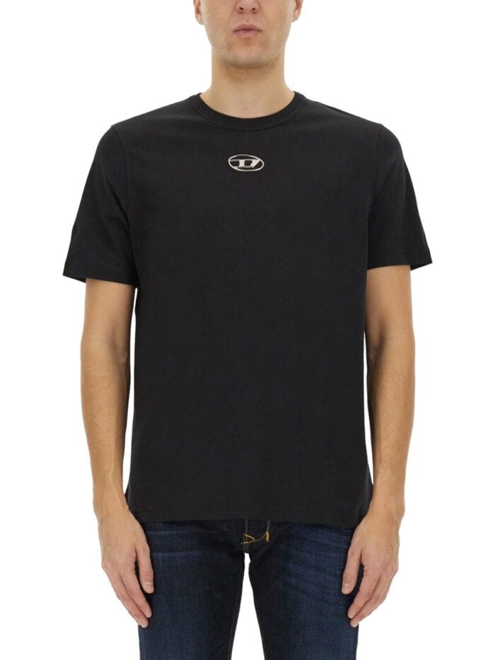 Diesel T-SHIRT CON LOGO OVAL D IN METALLO