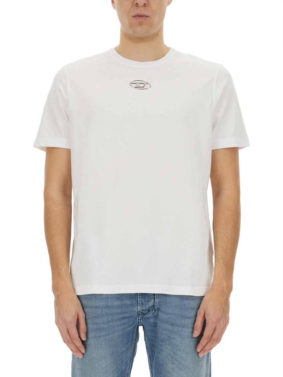 Diesel T-SHIRT CON LOGO OVAL D IN METALLO