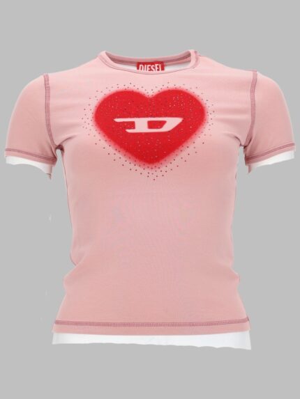 Diesel T-SHIRT CON STAMPA A CUORE E BORCHIE