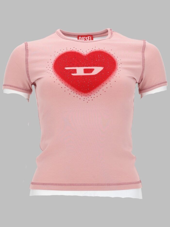 Diesel T-SHIRT CON STAMPA A CUORE E BORCHIE