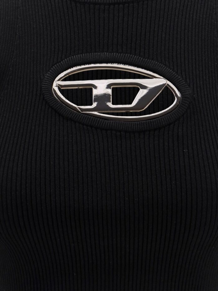 Diesel Viscose Blend Dress With Metal Oval-d Logo