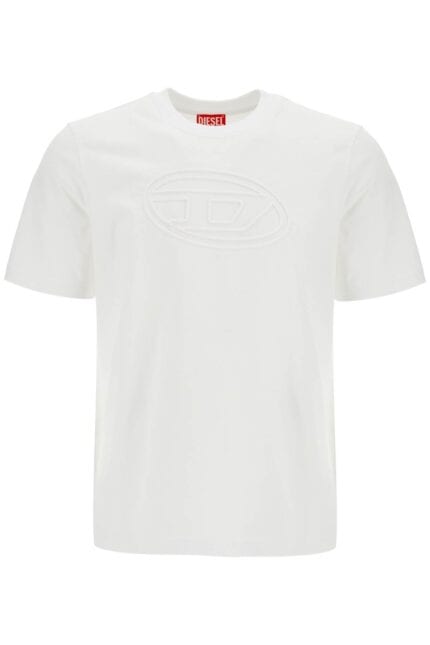 DIESEL White Cotton T-shirt With Embossed Logo T-adjust-bigoval