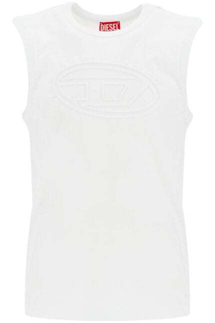 DIESEL White Cotton Tank Top With Wide Neckline