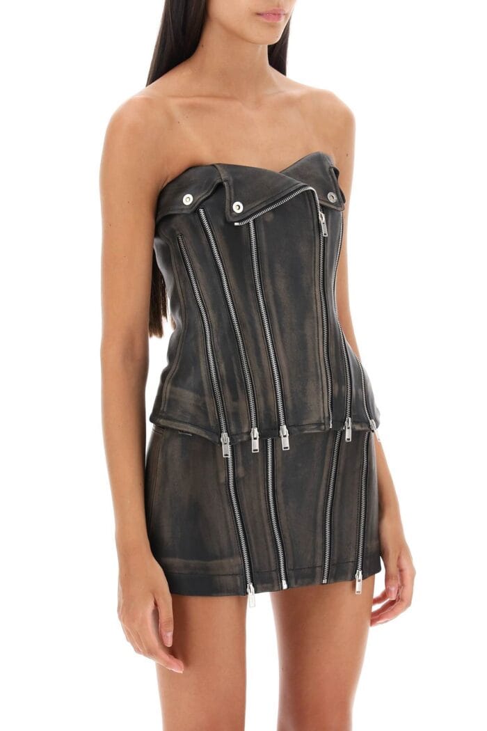 Dion Lee Leather Biker Corset Top