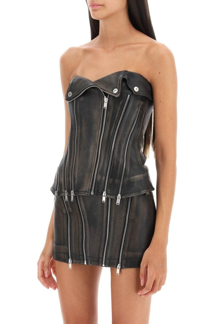 Dion Lee Leather Biker Corset Top