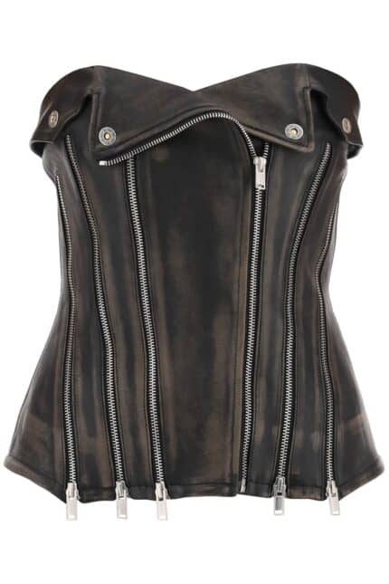 Dion Lee Leather Biker Corset Top