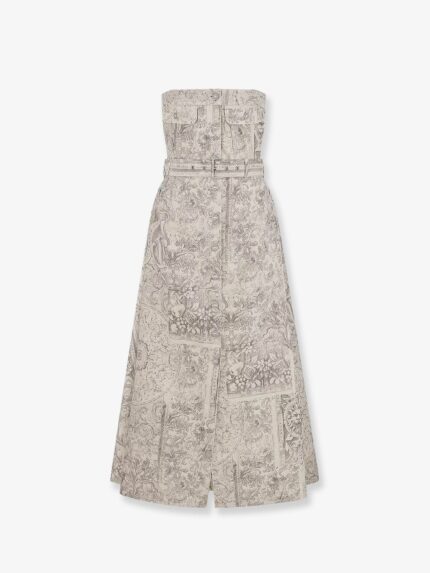 Dior Barocco Cotton And Linen Flared Midi Dress