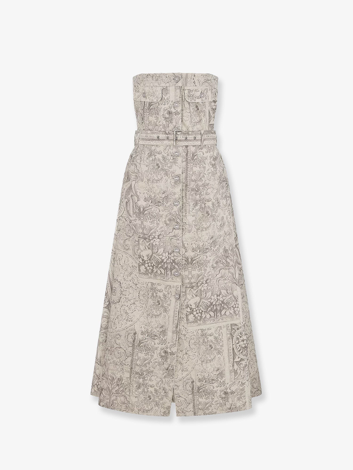 Dior Barocco Cotton And Linen Flared Midi Dress
