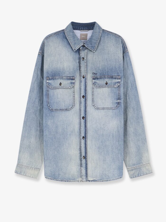 dior cotton shirt jacket with embroidered lettering logo Dior Cotton Shirt Jacket With Embroidered Lettering Logo