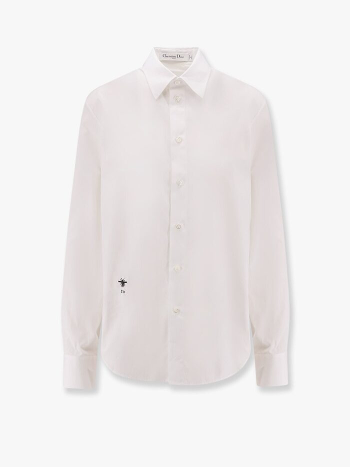 Dior Cotton Shirt With Bee And Monogram Embroidery