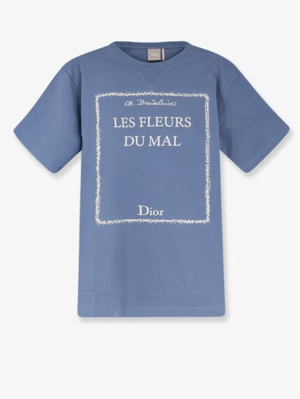 Dior Cotton T-shirt With Book Cover Embroidery
