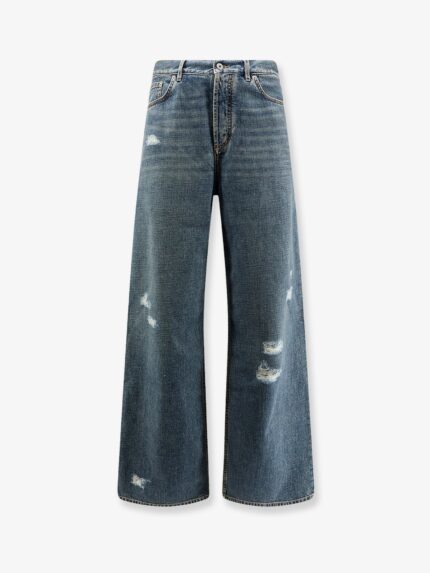 Dior Destroyed-effect Blue Denim Jeans