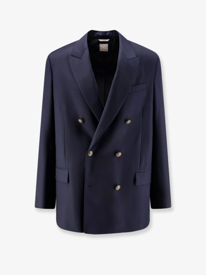 dior double breasted virgin wool blazer Dior Double-breasted Virgin Wool Blazer