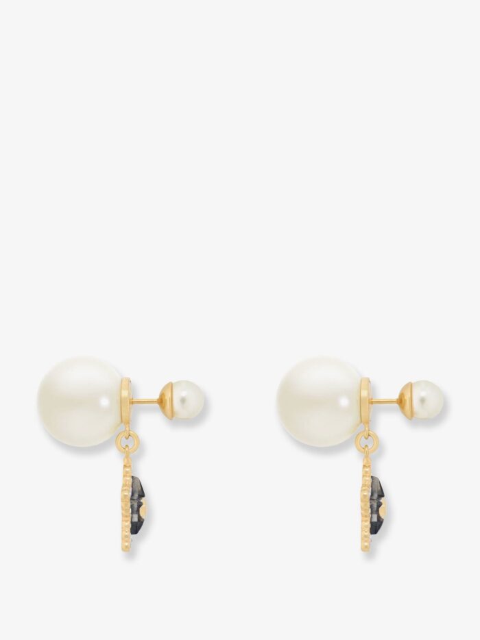 Dior Gold-finish Metal Earrings With White Resin Pearls