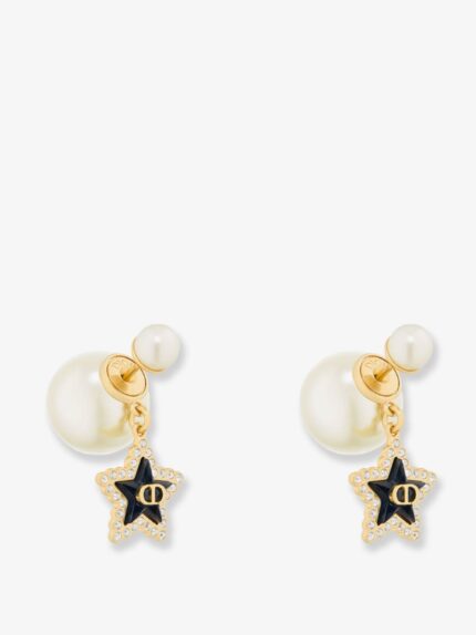 Dior Gold-finish Metal Earrings With White Resin Pearls