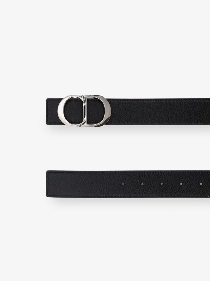 Dior Hammered Leather Belt With Metal CD Logo