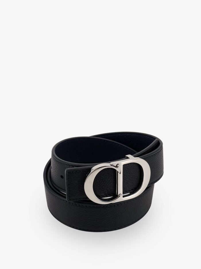Dior Hammered Leather Belt With Metal CD Logo