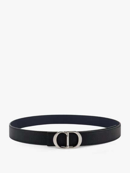 Dior Hammered Leather Belt With Metal CD Logo