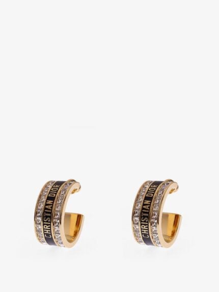 Dior Hoops Brass Earrings With Crystals