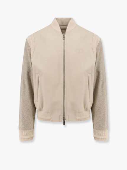 Dior Leather And Wool Jacket With Cd Icon Logo