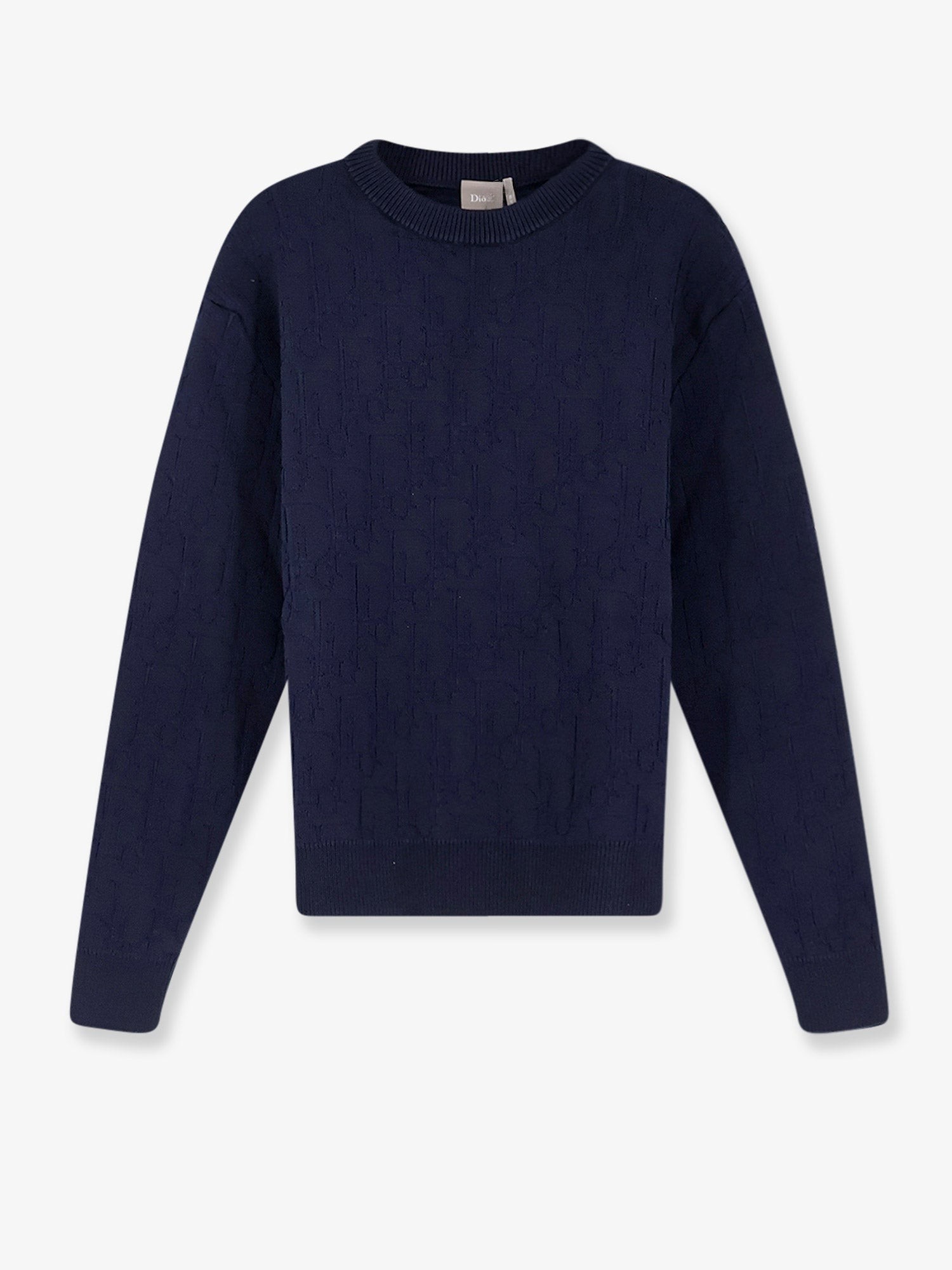 Dior Oblique Cotton Sweater With All-over Embossed Logo