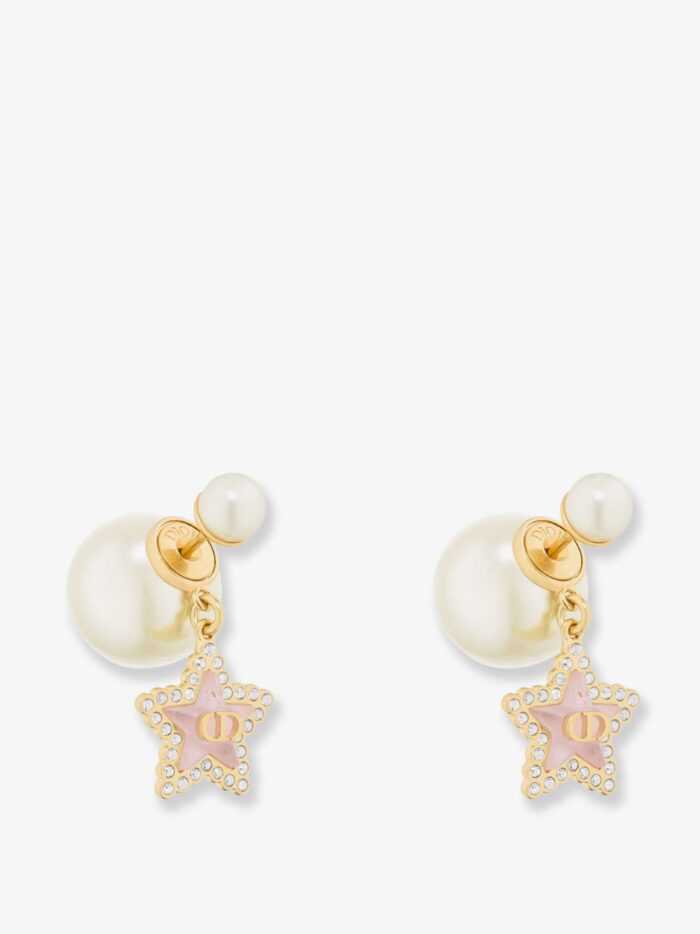 dior orecchini in metallo con finitura oro e perle in resina bianca Dior Orecchini In Metallo Con Finitura Oro E Perle In Resina Bianca