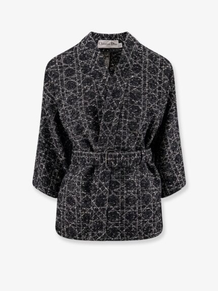 Dior Palto Macrocannage Cotton Blend Tweed Blazer