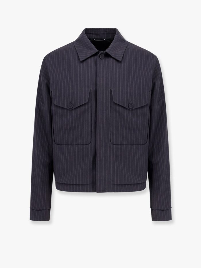 Dior Striped Wool Blazer With Semi-french Collar