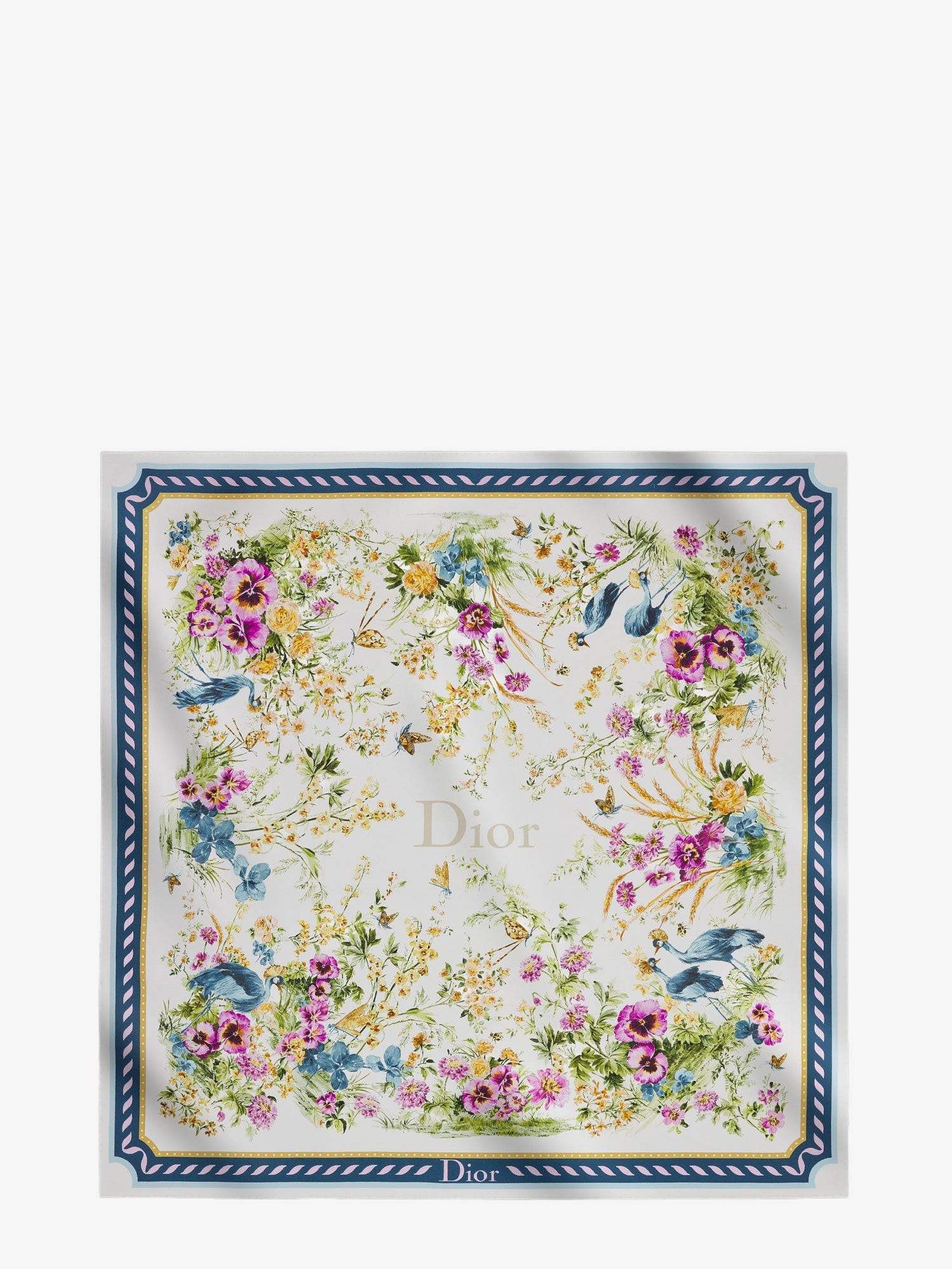 Dior Toile De Jouy Floral Garden Dioriviera 90 Silk Foulard