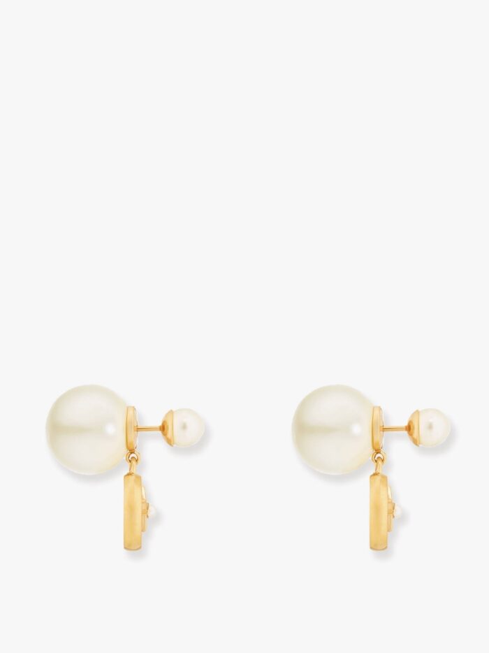 Dior Tribales Meatl Earrings With Resin Pearl