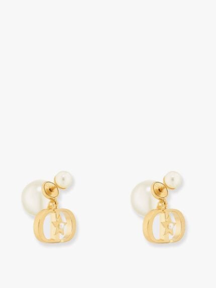 Dior Tribales Meatl Earrings With Resin Pearl