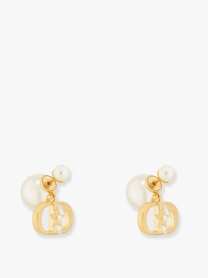 Dior Tribales Meatl Earrings With Resin Pearl