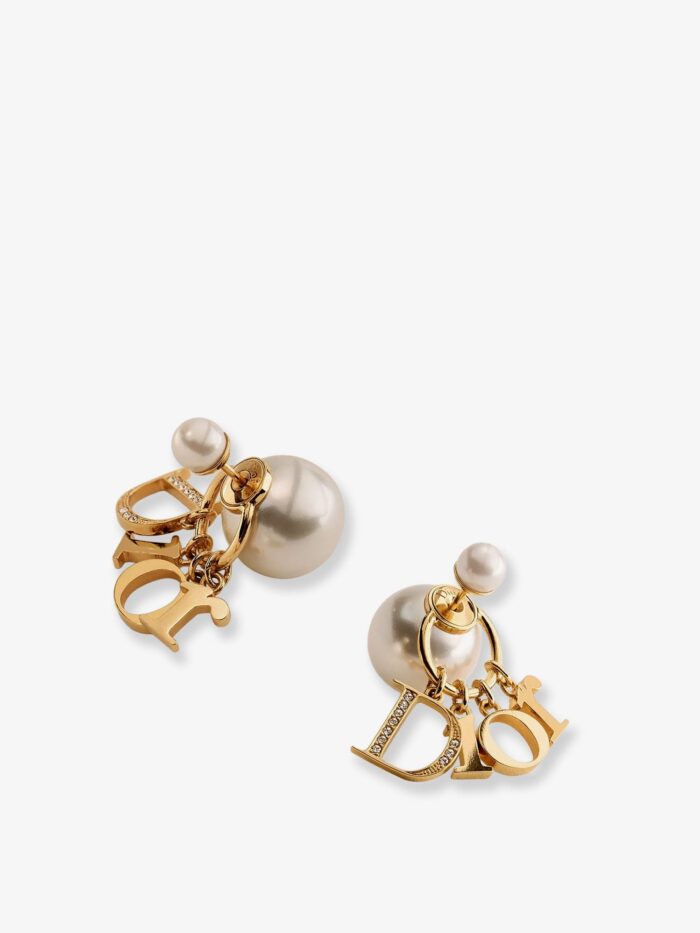 Dior Tribales Metal Earrings With Resin Pearls And Crystals