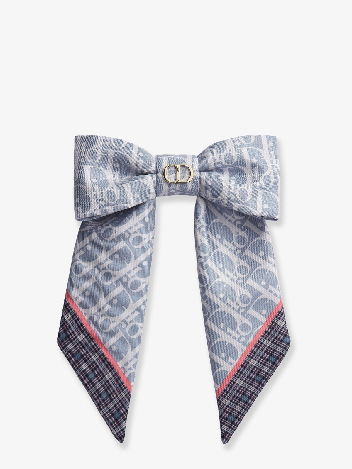 Dior Twist Infini Tartan Print Silk Hair Clip