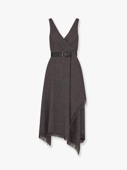 Dior Virgin Wool Tweed Dress With Leather Belt