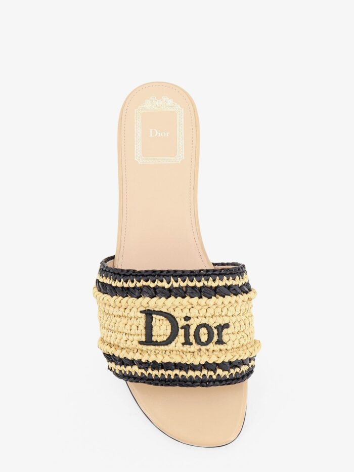 Dior Woven Dioriviera Technical Fabric And Crochet Raffia Sandals