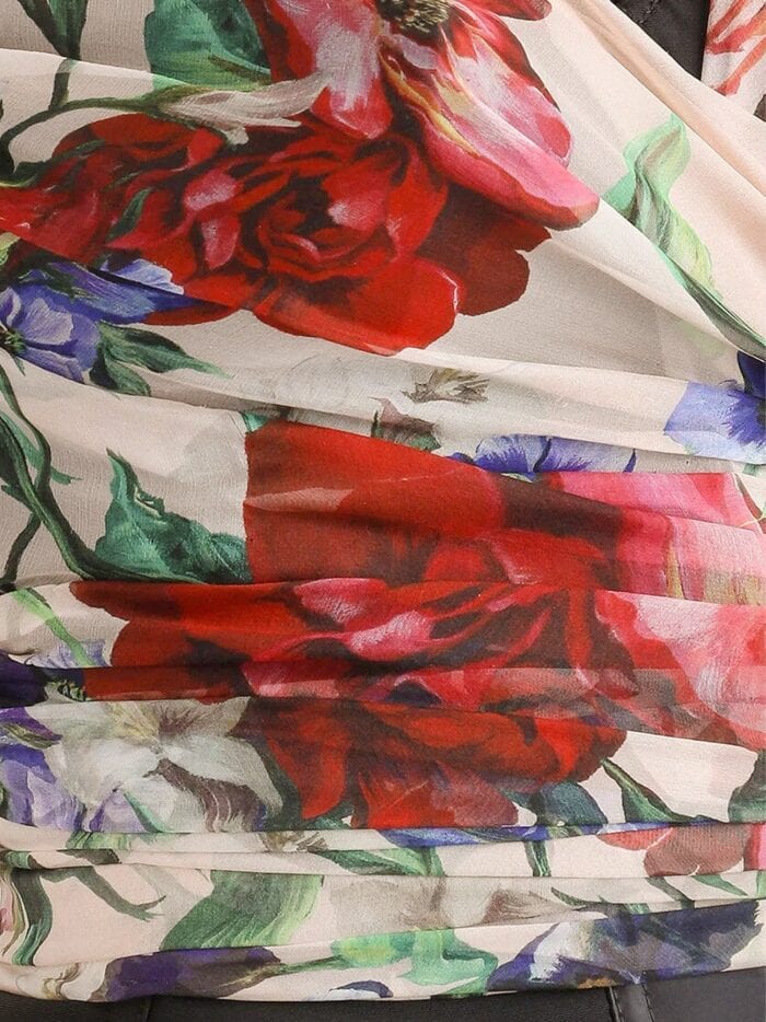 DOLCE E GABBANA Chiffon Bustier Top With Iconic Floral Print