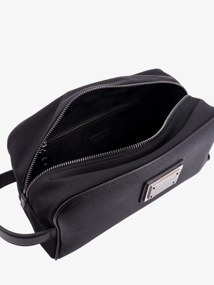 DOLCE E GABBANA Leather Beauty Case With Metal Logo Patch