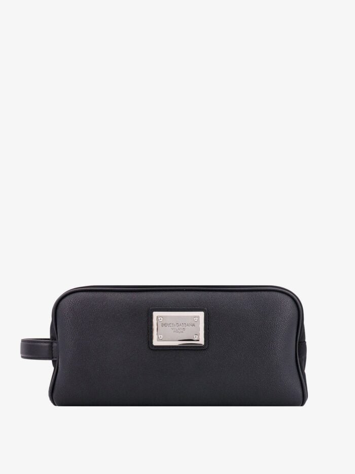 DOLCE E GABBANA Leather Beauty Case With Metal Logo Patch
