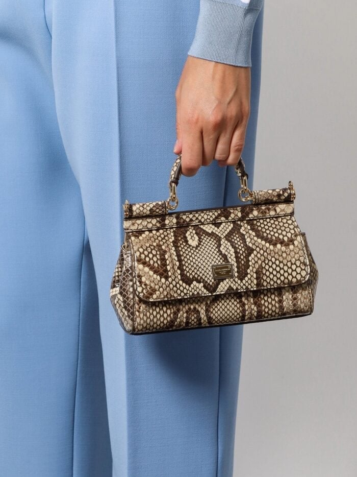 DOLCE E GABBANA Leather Handbag With Animalier Print